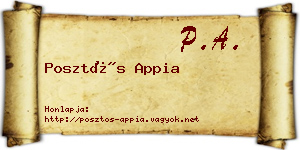 Posztós Appia névjegykártya